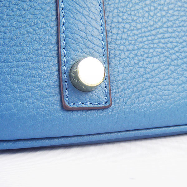 High Quality Fake Hermes Birkin 35CM Togo Leather Bag Middle Blue 6089